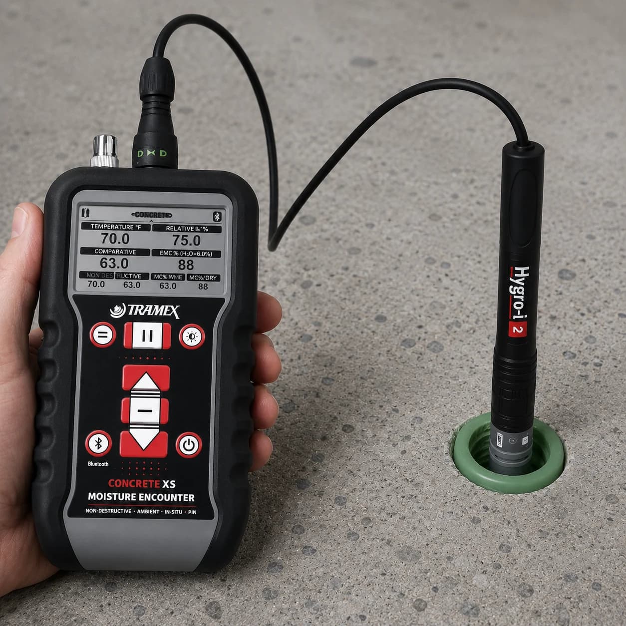 In-situ concrete slab moisture testing with a relative humidity probe in Perth