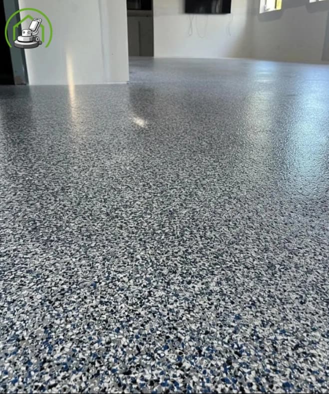 Granny Flat with old carpet removed and Epoxy flake floor installed in Mindarie, W.A