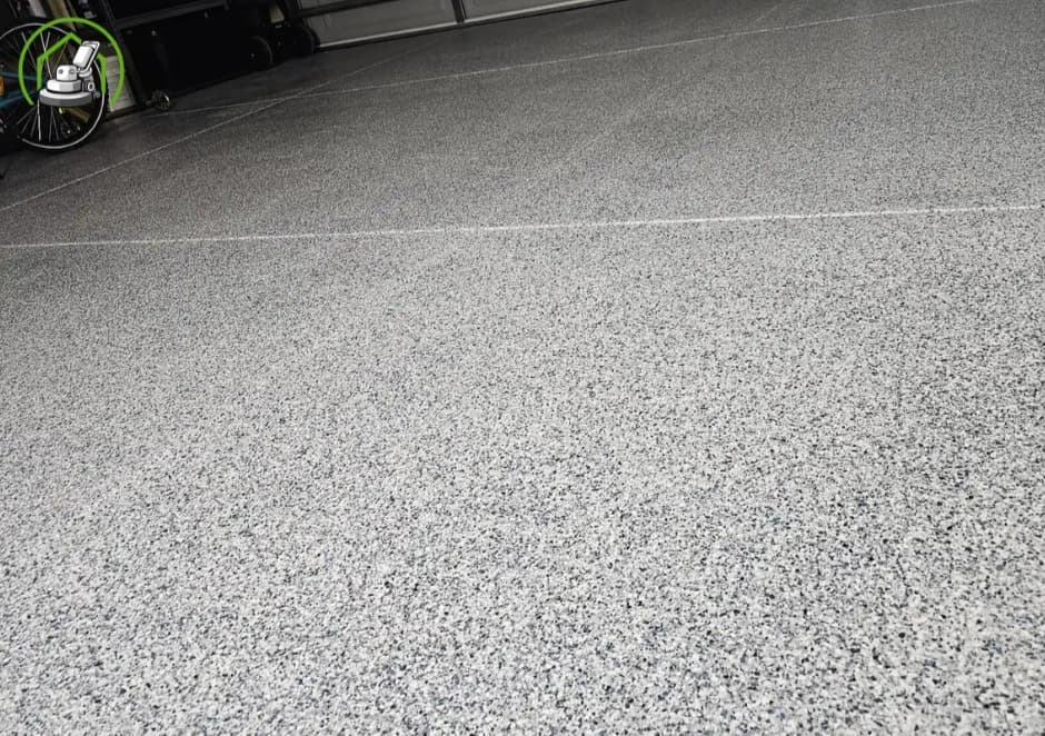 Epoxy flake garage floor with added glitter installed in Banksia Grove, W.A