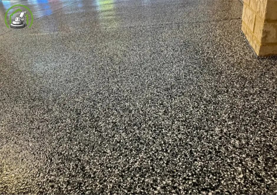 Epoxy flake garage floor with cookies and cream flakes installed in Banksia Grove, W.A